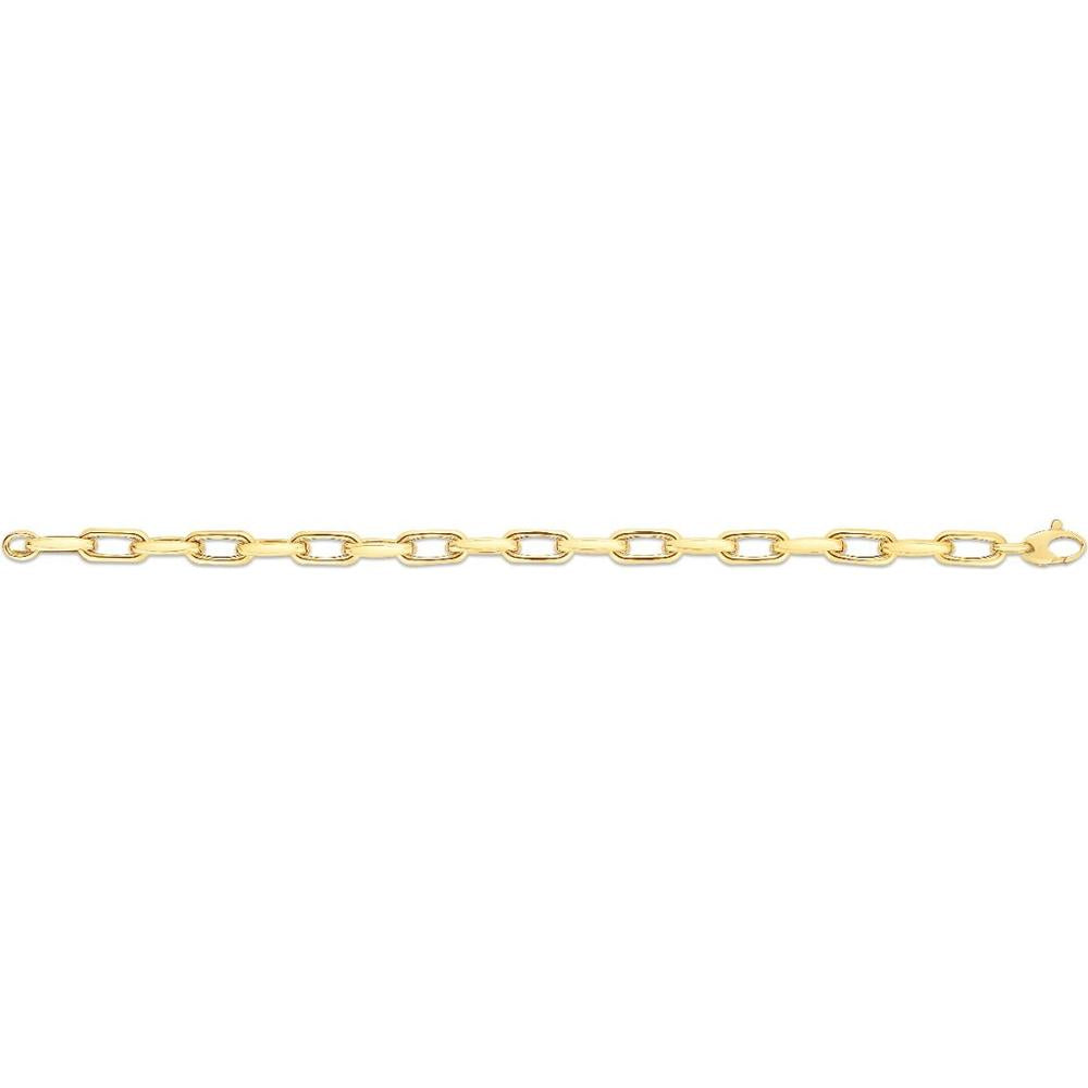 14K Yellow Gold 7.5" French Cable Link Chain Bracelet - 6mm Polished Finish with Lobster Clasp by Orozza Fine Jewelry