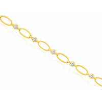 14K Yellow Gold 7.5 Inch Diamond Station Bracelet with Round Brilliant Cut Diamonds - 0.37 Carats Total Diamond Weight - Royal Jewelry