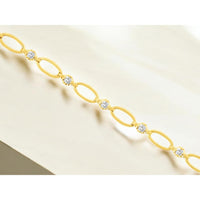 14K Yellow Gold 7.5 Inch Diamond Station Bracelet with Round Brilliant Cut Diamonds - 0.37 Carats Total Diamond Weight - Royal Jewelry