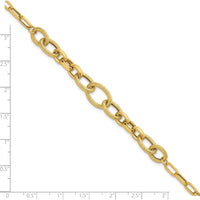 14K Yellow Gold 7.5 Inch Fancy Link Bracelet with Polished and Textured Finish - 9.75mm Width by 0