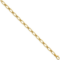 14K Yellow Gold 7.5 Inch Polished Oval and Circle Link Bracelet - 6mm Wide by 0