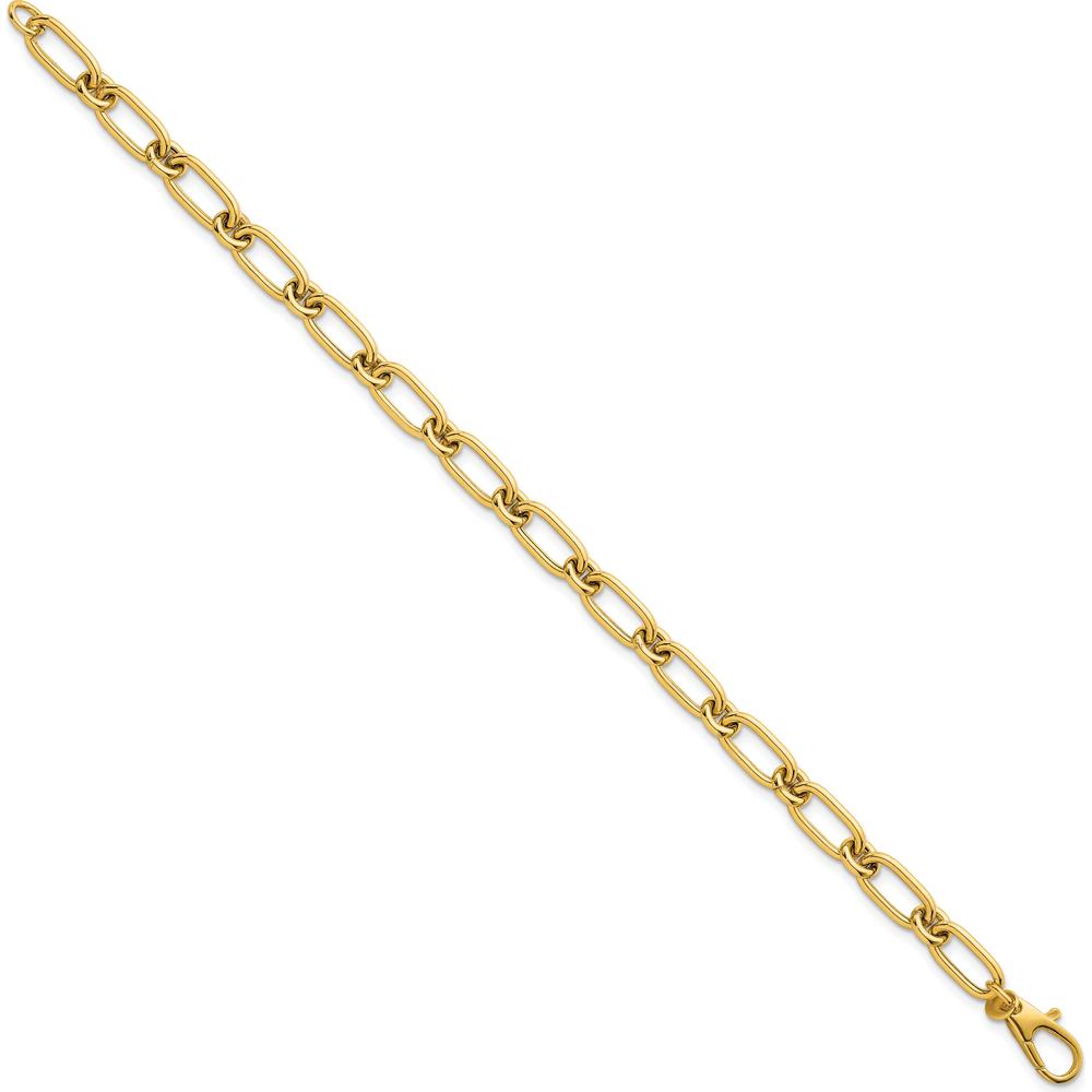 14K Yellow Gold 7.5 Inch Polished Oval and Circle Link Bracelet - 6mm Wide by 0