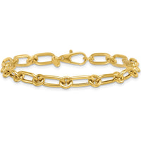 14K Yellow Gold 7.5 Inch Polished Oval and Circle Link Bracelet - 6mm Wide by 0