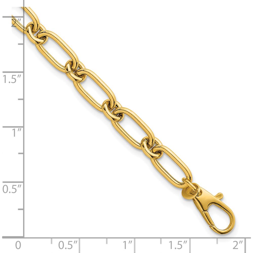 14K Yellow Gold 7.5 Inch Polished Oval and Circle Link Bracelet - 6mm Wide by 0