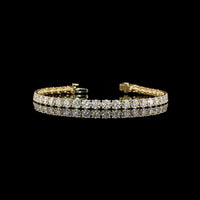 14K Yellow Gold 7.5-Inch Tennis Bracelet with 39 Prong-Set Round Lab Diamonds - 9.81 Carats Total Weight, E-F Color VS2 Clarity - Covaloro Fine Jewelry