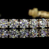 14K Yellow Gold 7.5-Inch Tennis Bracelet with 39 Prong-Set Round Lab Diamonds - 9.81 Carats Total Weight, E-F Color VS2 Clarity - Covaloro Fine Jewelry