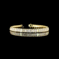 14K Yellow Gold 7.5-Inch Tennis Bracelet with 51 Half-Bezel Set Emerald Cut Lab Diamonds - 15.86 Carat Total Weight - Covaloro Fine Jewelry