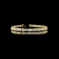 14K Yellow Gold 7.5-Inch Tennis Bracelet with Bezel Set Asscher Cut Lab Diamonds - 10.45 Carat Total Weight, E-F Color VS1 Clarity - Covaloro Fine Jewelry