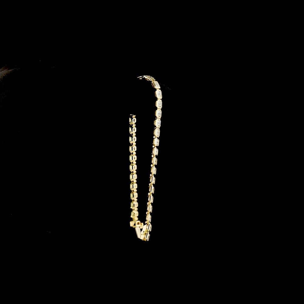 14K Yellow Gold 7.5-Inch Tennis Bracelet with Bezel Set Asscher Cut Lab Diamonds - 10.45 Carat Total Weight, E-F Color VS1 Clarity - Covaloro Fine Jewelry