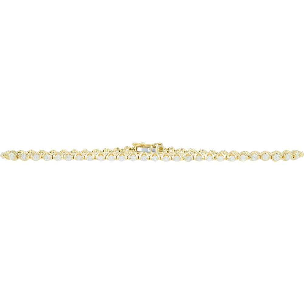 14K Yellow Gold 7.5 Inch Tennis Bracelet with Prong-Set Round Diamonds - 2.00 Carat Total Diamond Weight