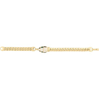 14K Yellow Gold 7.5" Le Serpent Curb Link Bracelet with Green and Black Enamel Snakehead Clasp by Orozza Fine Jewelry