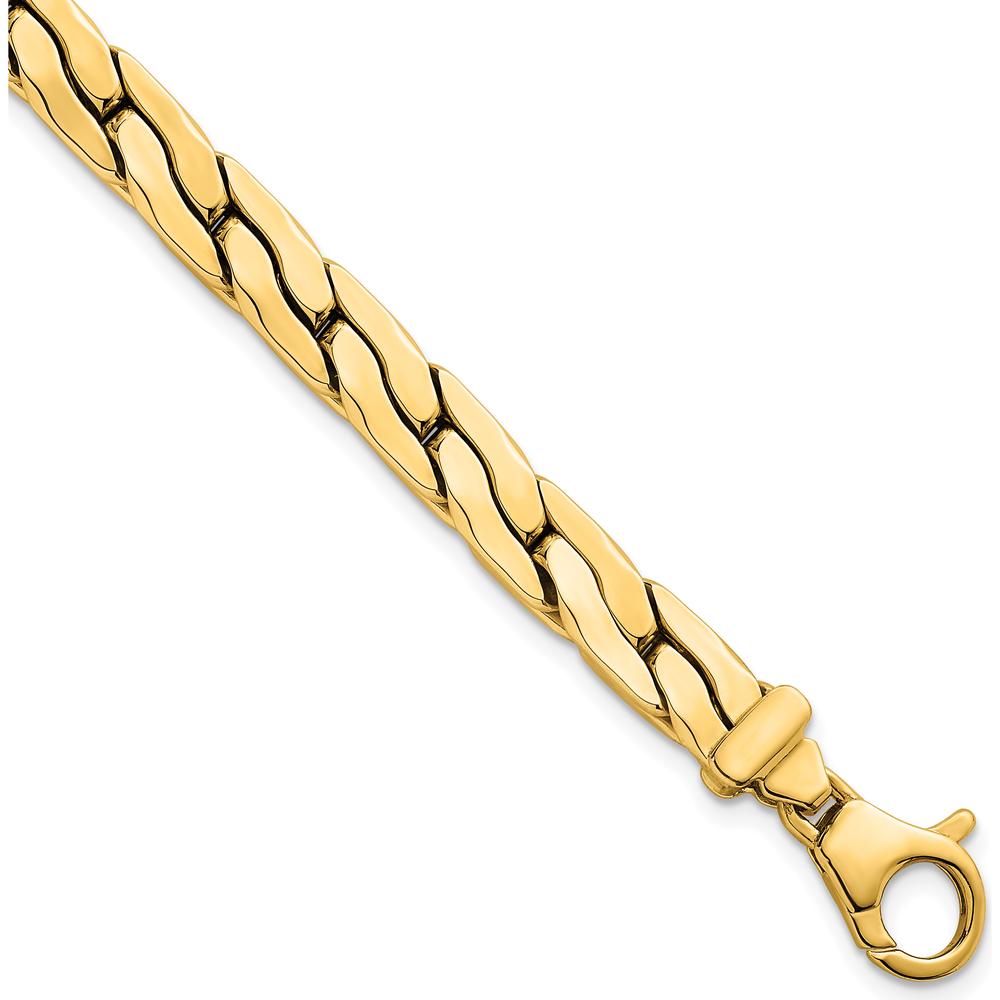 14K Yellow Gold 7.5" Lightweight Fancy Link Bracelet - 6.3mm Width by 0