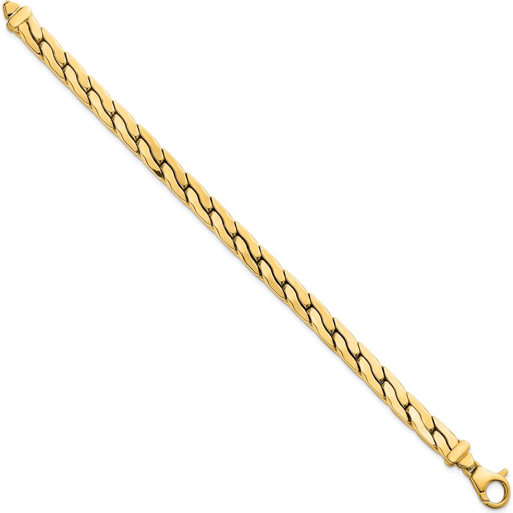 14K Yellow Gold 7.5" Lightweight Fancy Link Bracelet - 6.3mm Width by 0
