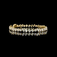 14K Yellow Gold 7.5" Mixed Shape Station Bracelet with Inclined Prong-Set Lab Diamonds (Oval, Emerald, Brilliant Round) - E-F VS1 Clarity, 8.70 Carat Total Weight - Covaloro Fine Jewelry