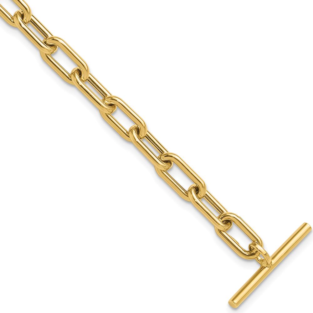 14K Yellow Gold 7.5" Oval Cable Link Toggle Bracelet - 5mm Polished Links by 0