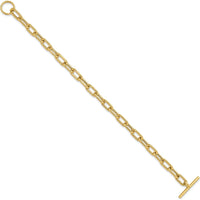 14K Yellow Gold 7.5" Oval Cable Link Toggle Bracelet - 5mm Polished Links by 0
