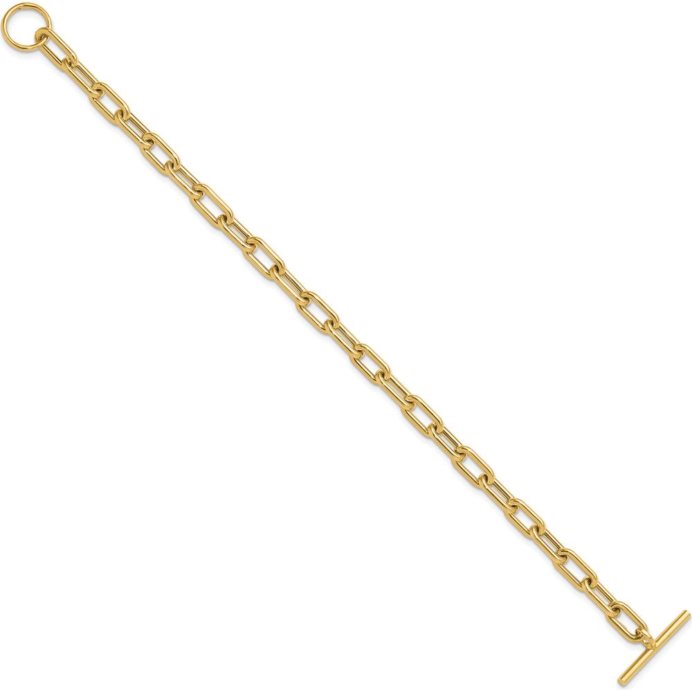 14K Yellow Gold 7.5" Oval Cable Link Toggle Bracelet - 5mm Polished Links by 0