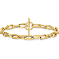 14K Yellow Gold 7.5" Oval Cable Link Toggle Bracelet - 5mm Polished Links by 0