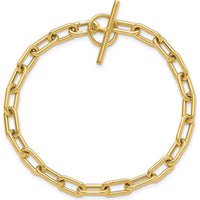 14K Yellow Gold 7.5" Oval Cable Link Toggle Bracelet - 5mm Polished Links by 0