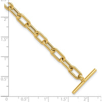14K Yellow Gold 7.5" Oval Cable Link Toggle Bracelet - 5mm Polished Links by 0