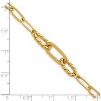 14K Yellow Gold 7.5" Paperclip Bracelet with Polished Oval and Twisted Links by 0