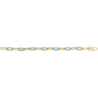 14K Yellow Gold 7.5" Paperclip Gem Link Bracelet with Turquoise - Bold Spring Fashion by Orozza Fine Jewelry