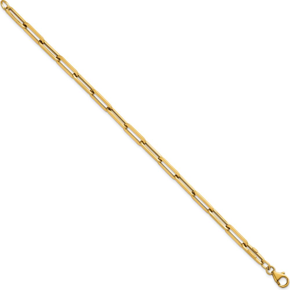 14K Yellow Gold 7.5" Paperclip Link Bracelet with Polished Finish - 4.3mm Width by 0