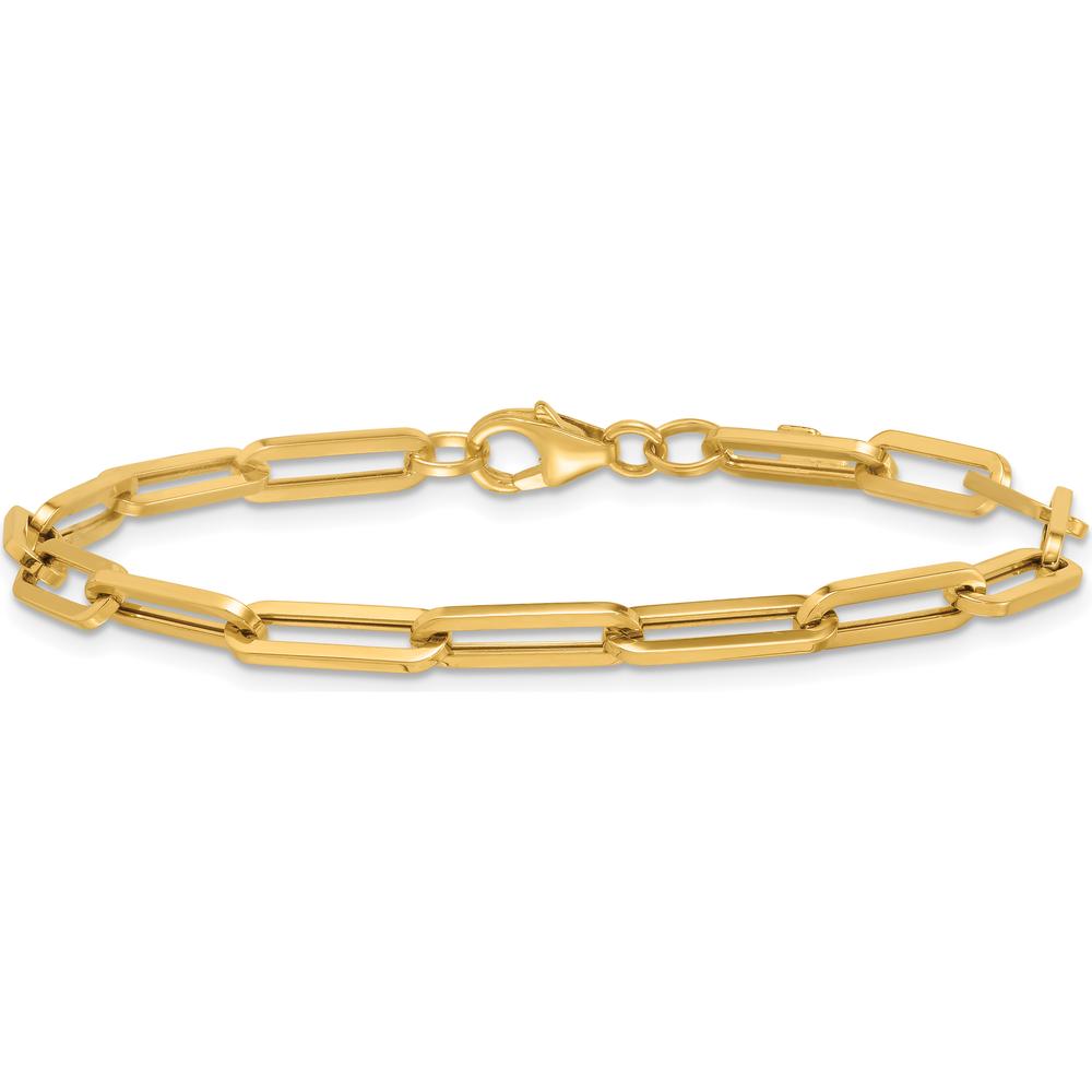 14K Yellow Gold 7.5" Paperclip Link Bracelet with Polished Finish - 4.3mm Width by 0