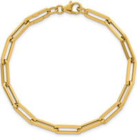 14K Yellow Gold 7.5" Paperclip Link Bracelet with Polished Finish - 4.3mm Width by 0