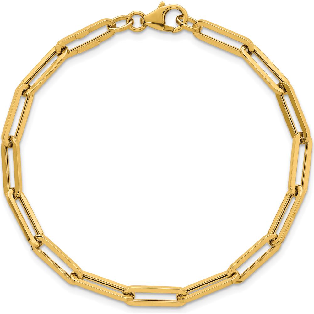 14K Yellow Gold 7.5" Paperclip Link Bracelet with Polished Finish - 4.3mm Width by 0