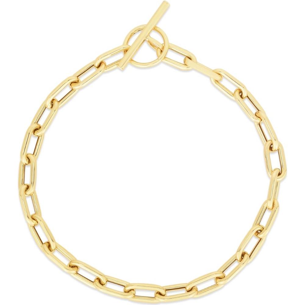 14K Yellow Gold 7.5" Paperclip Toggle Chain Bracelet - Polished Finish by Orozza Fine Jewelry