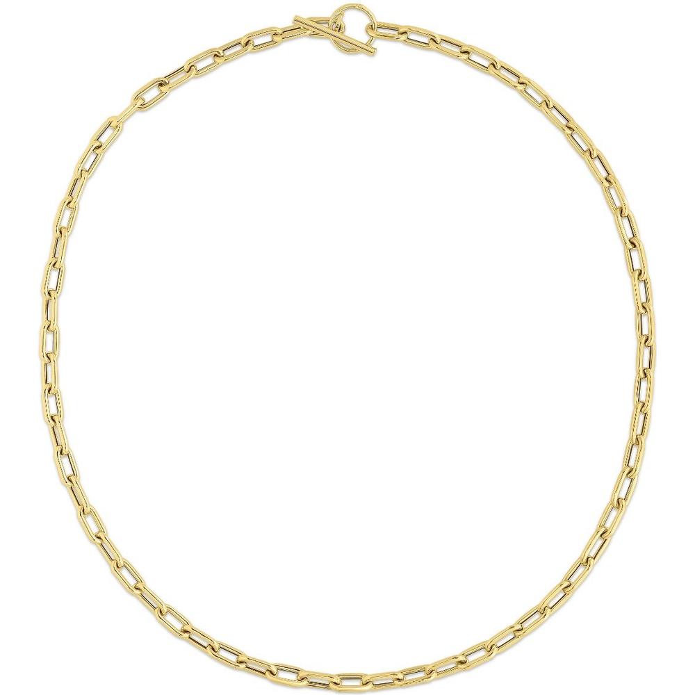 14K Yellow Gold 7.5" Paperclip Toggle Chain Bracelet - Polished Finish by Orozza Fine Jewelry