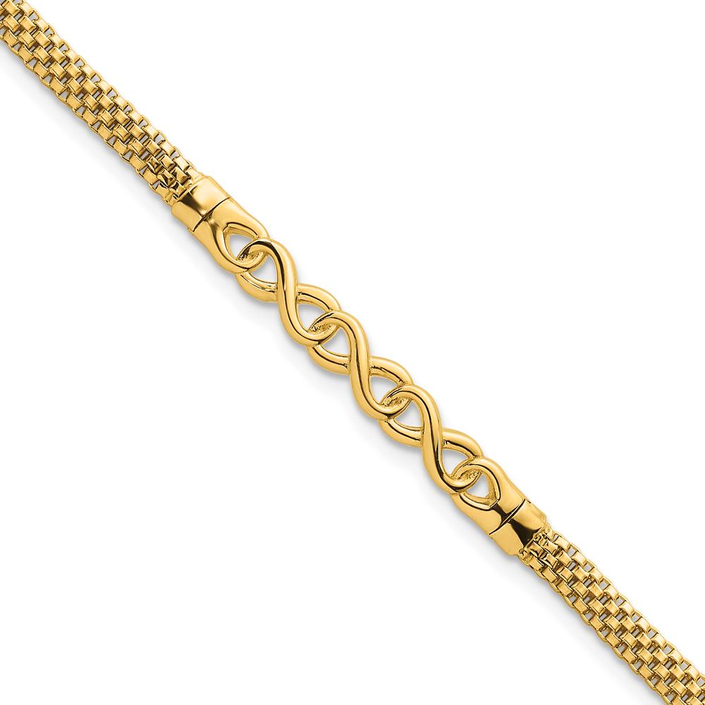 14K Yellow Gold 7.5" Polished 3-Infinity Link Bracelet by 0