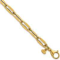 14K Yellow Gold 7.5" Polished 5.5mm Flattened Oval Cable Fancy Link Bracelet by 0