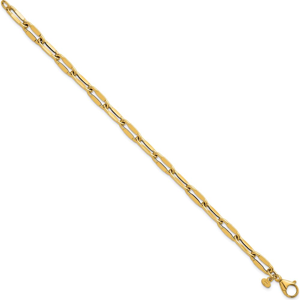 14K Yellow Gold 7.5" Polished 5.5mm Flattened Oval Cable Fancy Link Bracelet by 0