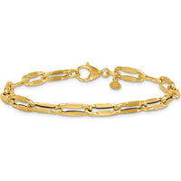 14K Yellow Gold 7.5" Polished 5.5mm Flattened Oval Cable Fancy Link Bracelet by 0