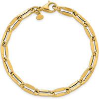 14K Yellow Gold 7.5" Polished 5.5mm Flattened Oval Cable Fancy Link Bracelet by 0