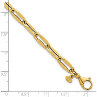 14K Yellow Gold 7.5" Polished 5.5mm Flattened Oval Cable Fancy Link Bracelet by 0