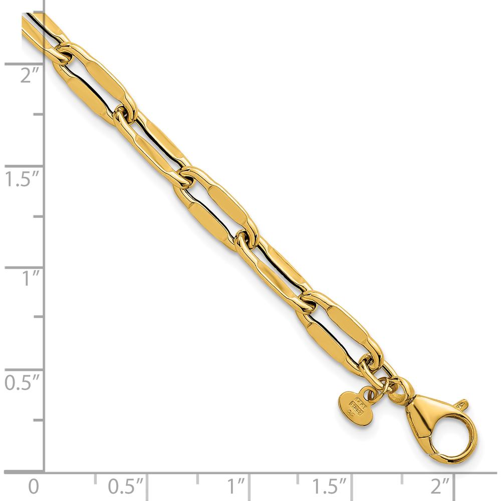 14K Yellow Gold 7.5" Polished 5.5mm Flattened Oval Cable Fancy Link Bracelet by 0