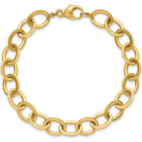 14K Yellow Gold 7.5" Polished 9mm Round Cable Link Bracelet by 0