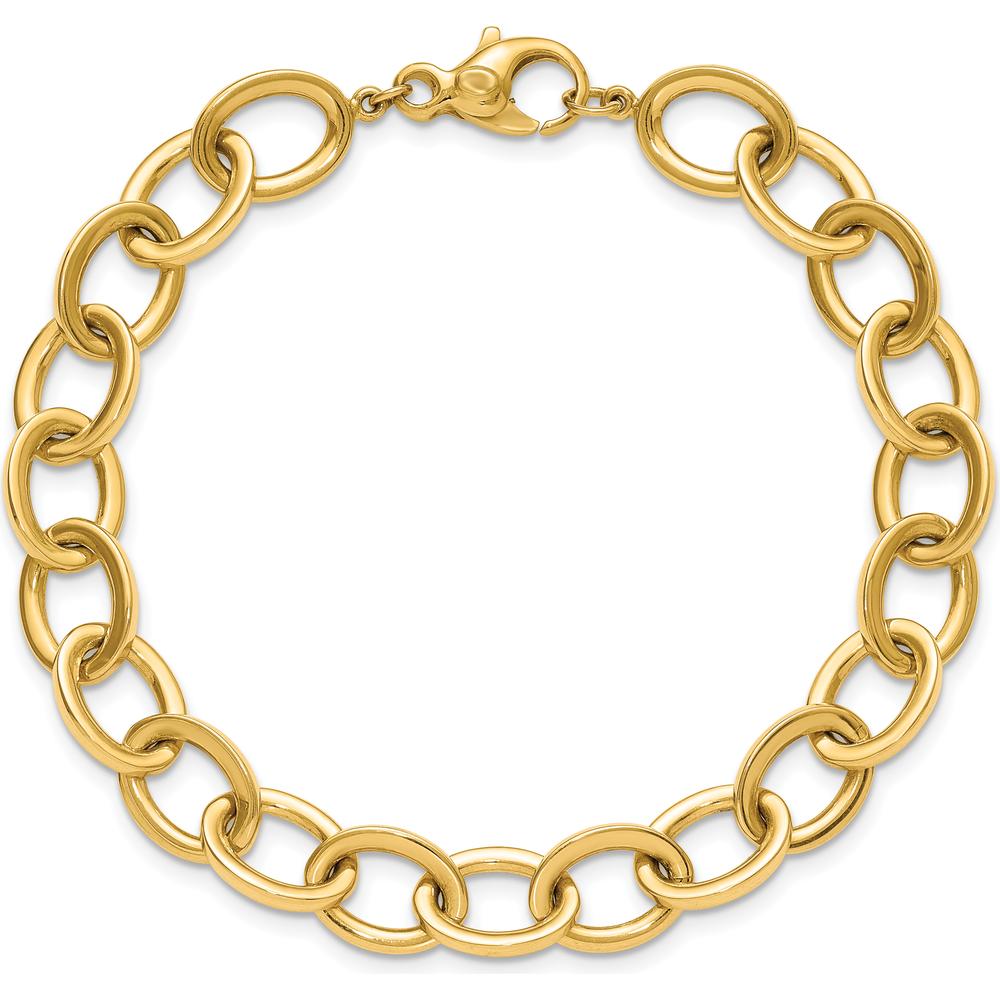 14K Yellow Gold 7.5" Polished 9mm Round Cable Link Bracelet by 0