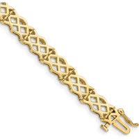 14K Yellow Gold 7.5" Polished Criss Cross Link Bracelet by Oro Pregiato