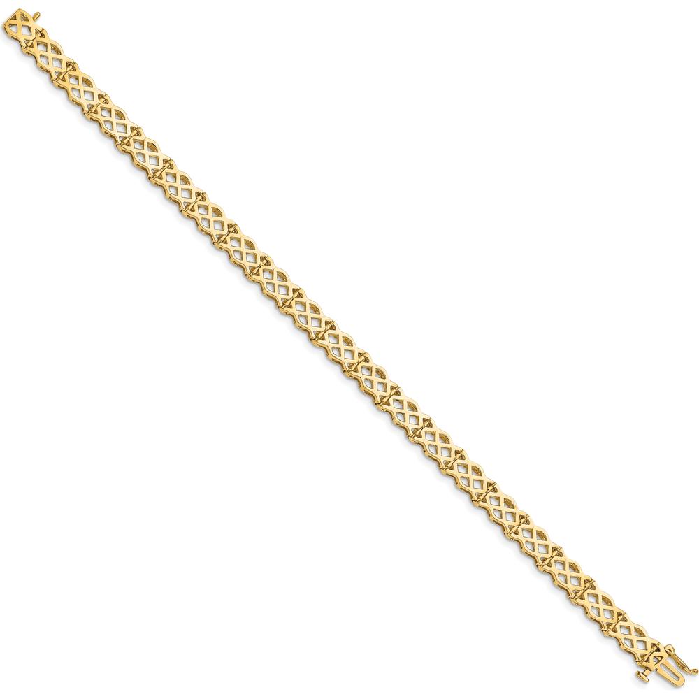 14K Yellow Gold 7.5" Polished Criss Cross Link Bracelet by Oro Pregiato