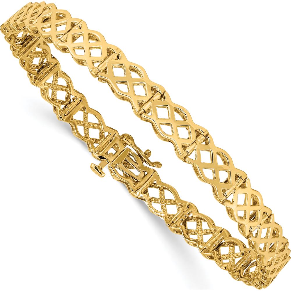 14K Yellow Gold 7.5" Polished Criss Cross Link Bracelet by Oro Pregiato