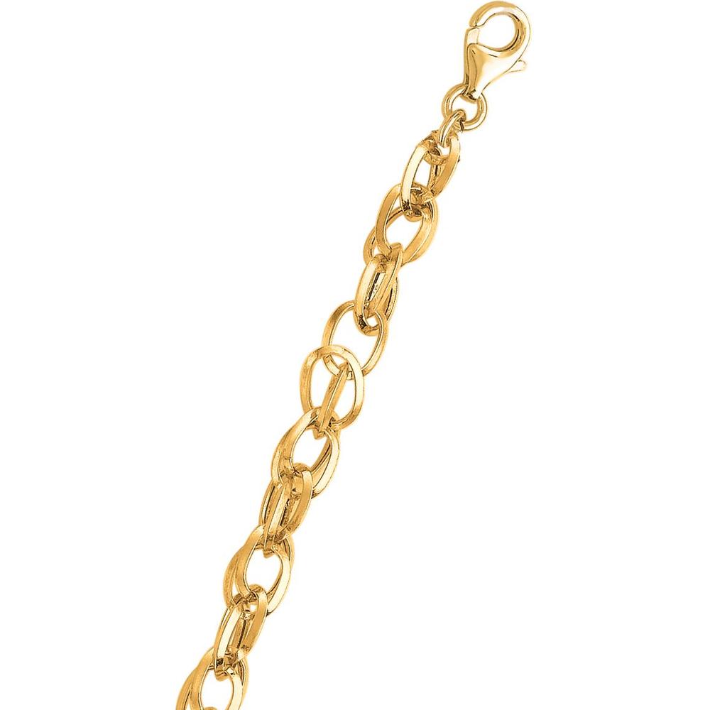 14K Yellow Gold 7.5" Polished Euro Link Chain Bracelet by Orozza Fine Jewelry
