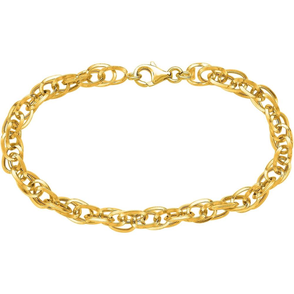 14K Yellow Gold 7.5" Polished Euro Link Chain Bracelet by Orozza Fine Jewelry