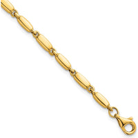 14K Yellow Gold 7.5" Polished Fancy Bar Link Bracelet - 3mm Width by 0