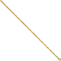 14K Yellow Gold 7.5" Polished Fancy Bar Link Bracelet - 3mm Width by 0