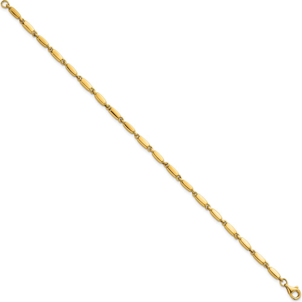 14K Yellow Gold 7.5" Polished Fancy Bar Link Bracelet - 3mm Width by 0