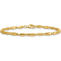 14K Yellow Gold 7.5" Polished Fancy Bar Link Bracelet - 3mm Width by 0